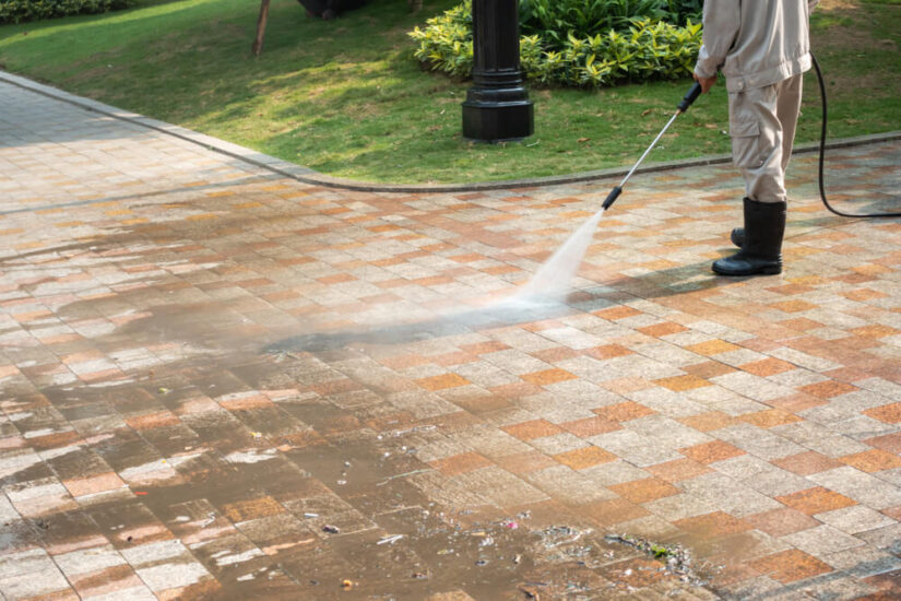 cleaning a driveway

