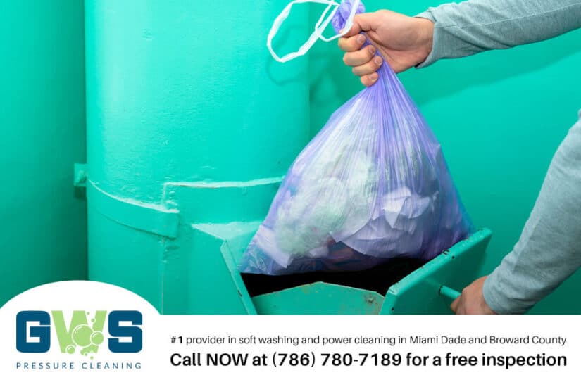 GWS Trash chute cleaning services, trash chute cleaning in south florida, pressure washing trash chute